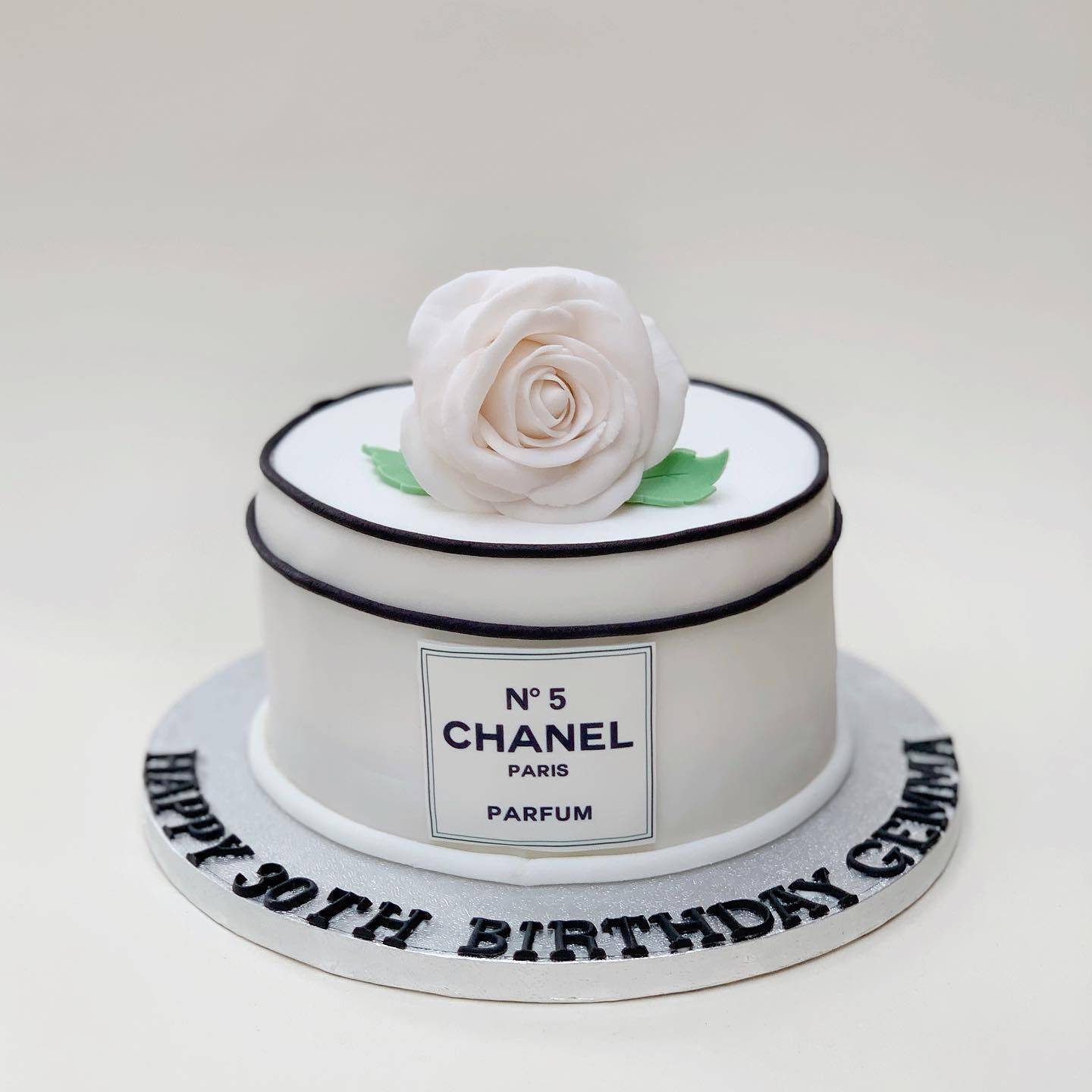 Bespoke Birthday cake with fondant rose and edible print