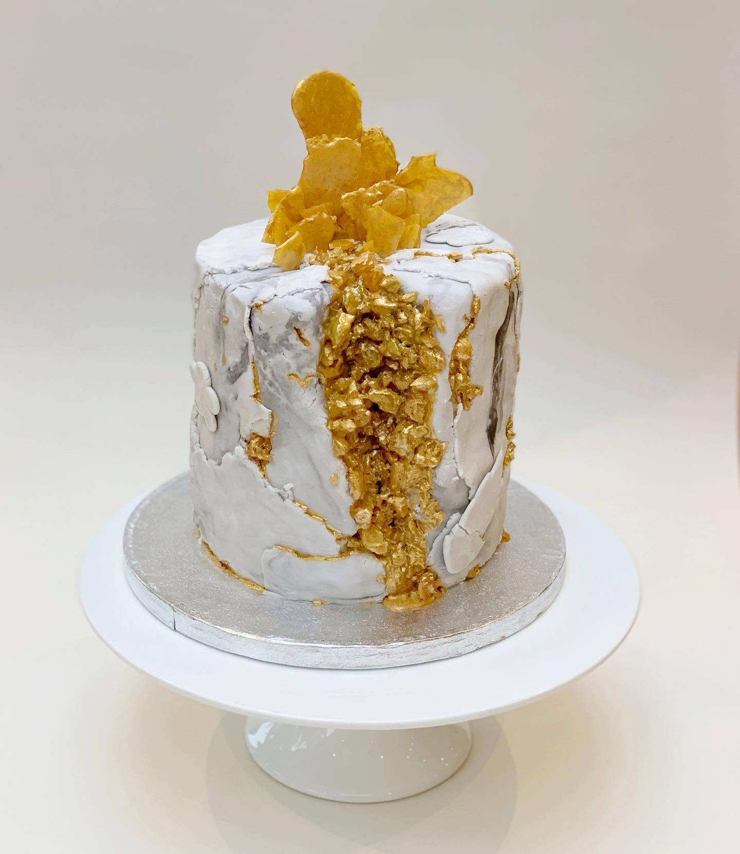Stone Texture Cake with Gold Crystals